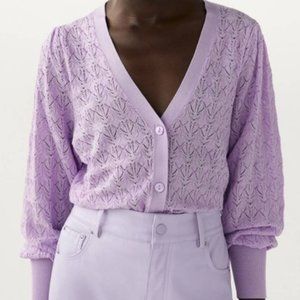 Zara Lavender Button Up Cardigan Size M